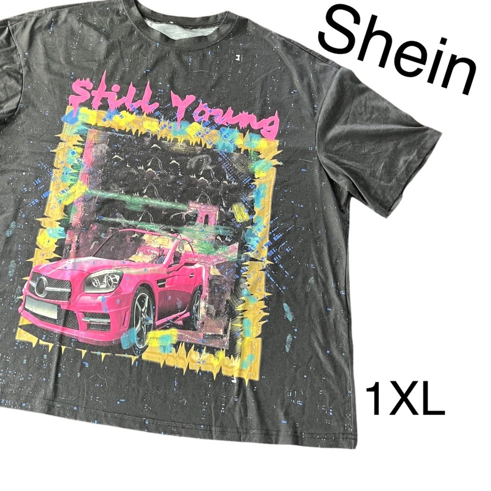 Shein Shirt Sleeved Graphic  T Shirt  80’s Vibe size 1XL